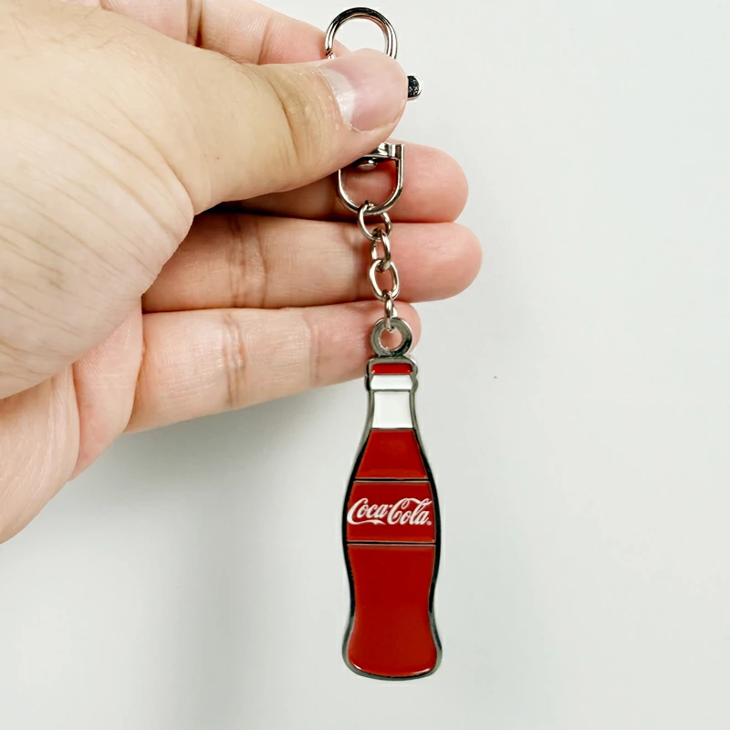 Coca Cola Glass Bottle Shaped Metal Keychain2