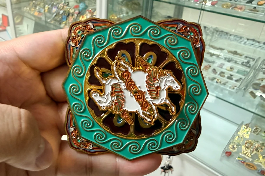 Double-Layer Auspicious White Horse Refrigerator Magnet