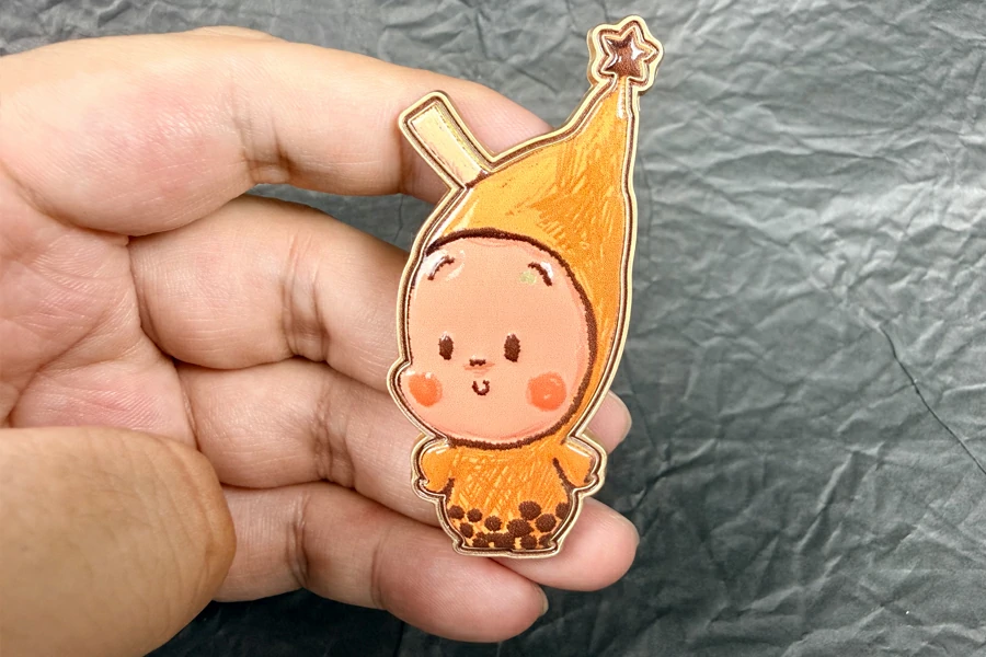 Orange Star People Dropping Glue Badge