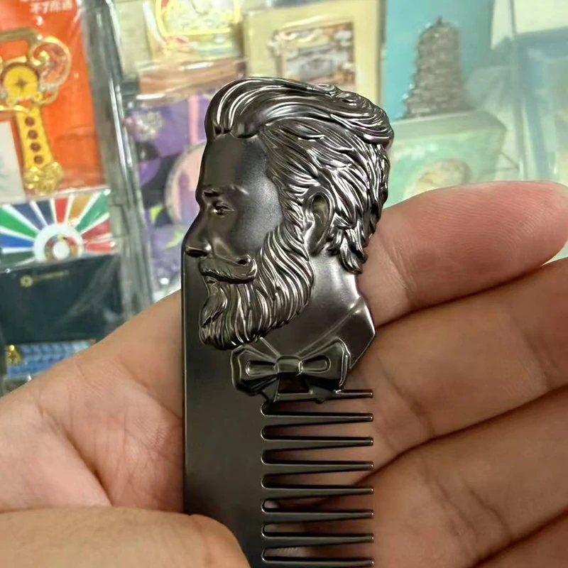 THE MEN TIMES Custom Metal Beard & Portrait Comb3