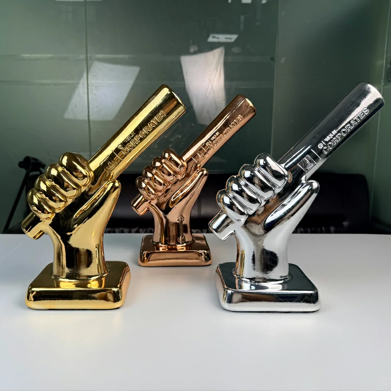 CORPORATES Custom Support Stick Gesture Resin Plated Trophy1