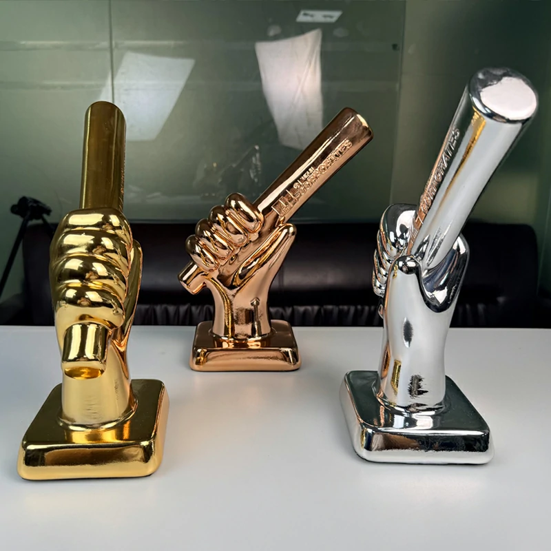 CORPORATES Custom Support Stick Gesture Resin Plated Trophy3