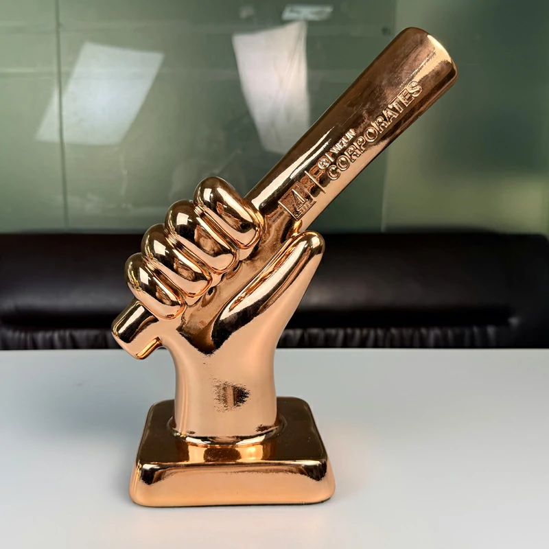 CORPORATES Custom Support Stick Gesture Resin Plated Trophy6