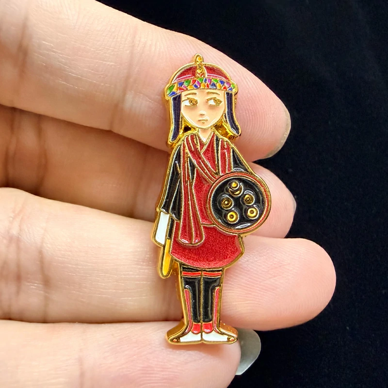 Cartoon Tibetan Girl Ethnic Enamel Pin Badge2