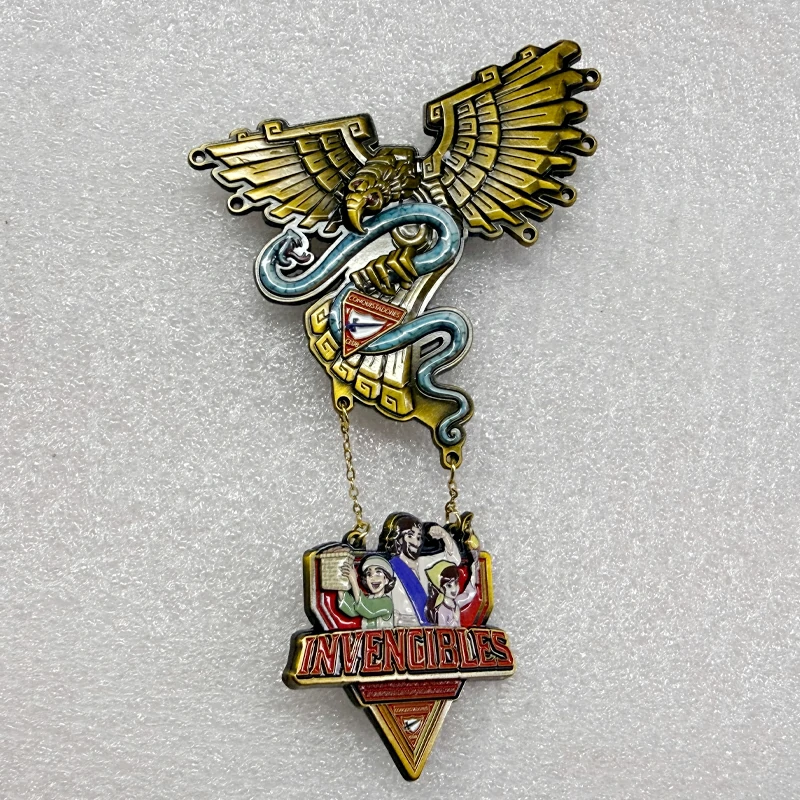 Sun God Eagle with Snake and Cheering Crowd Joint Metal Badge6