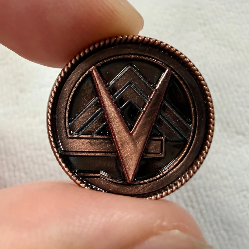 Antique Copper V Symbol Metal Enamel Lapel Pin2