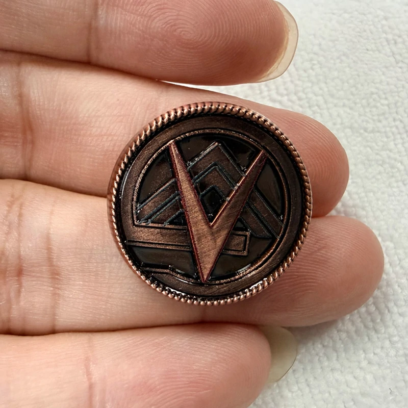 Antique Copper V Symbol Metal Enamel Lapel Pin5