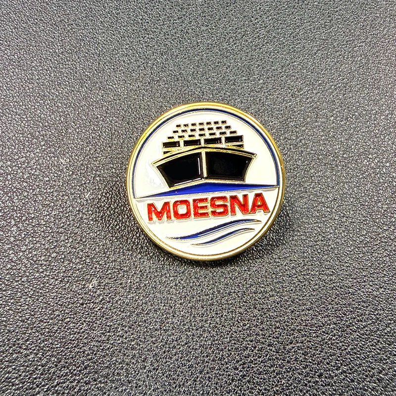 Round Cruise Ship Graphic MOESNA Logo Enamel Metal Lapel Pin1