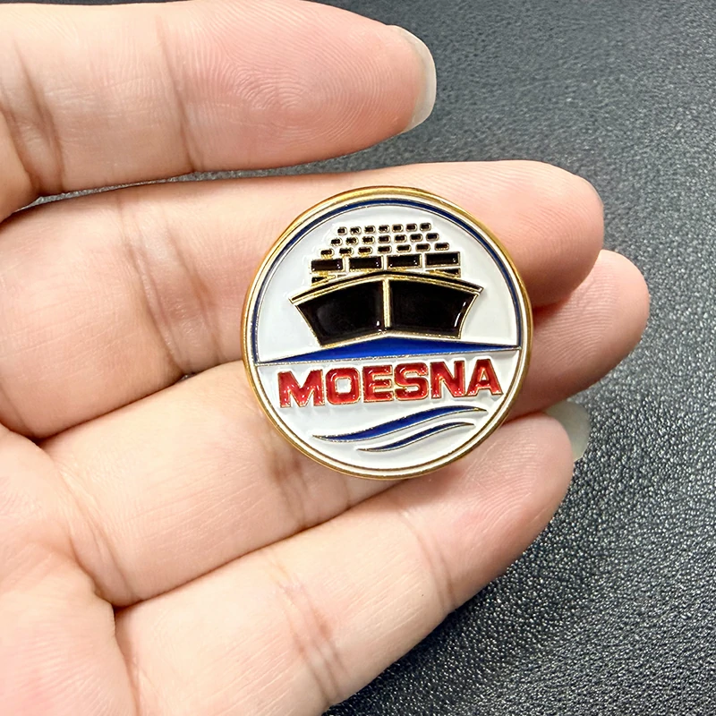Round Cruise Ship Graphic MOESNA Logo Enamel Metal Lapel Pin5