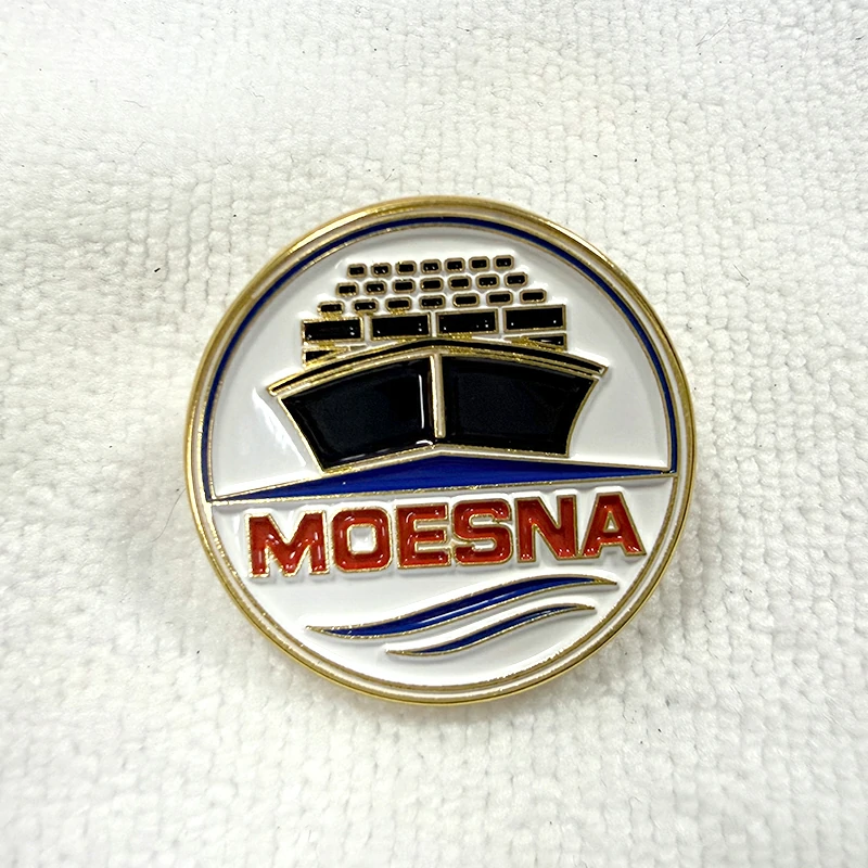 Round Cruise Ship Graphic MOESNA Logo Enamel Metal Lapel Pin6