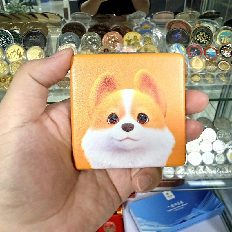 Foldable Corgi PU Leather Cosmetic Mirror1