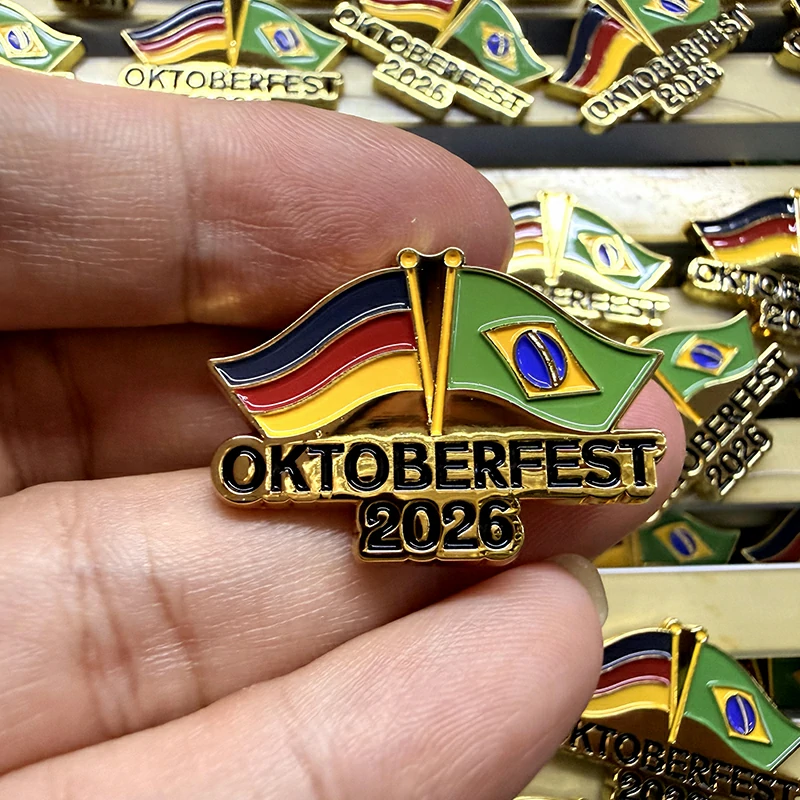 Oktoberfest 2026 Germany Brazil Flag Enamel Lapel Pin1