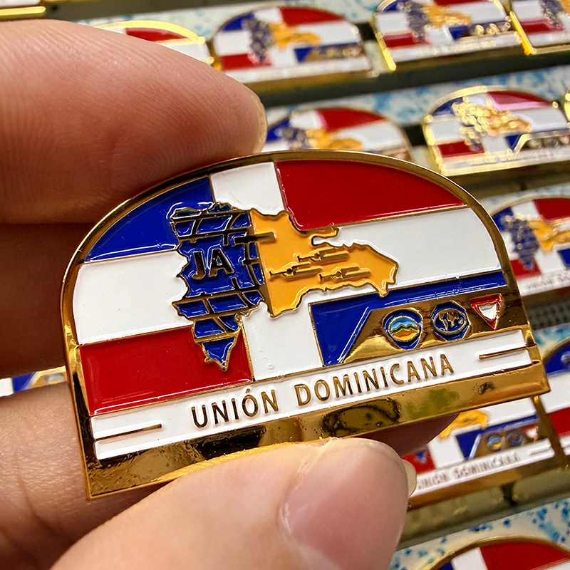 Union Dominicana Flag Map Enamel Lapel Pin4