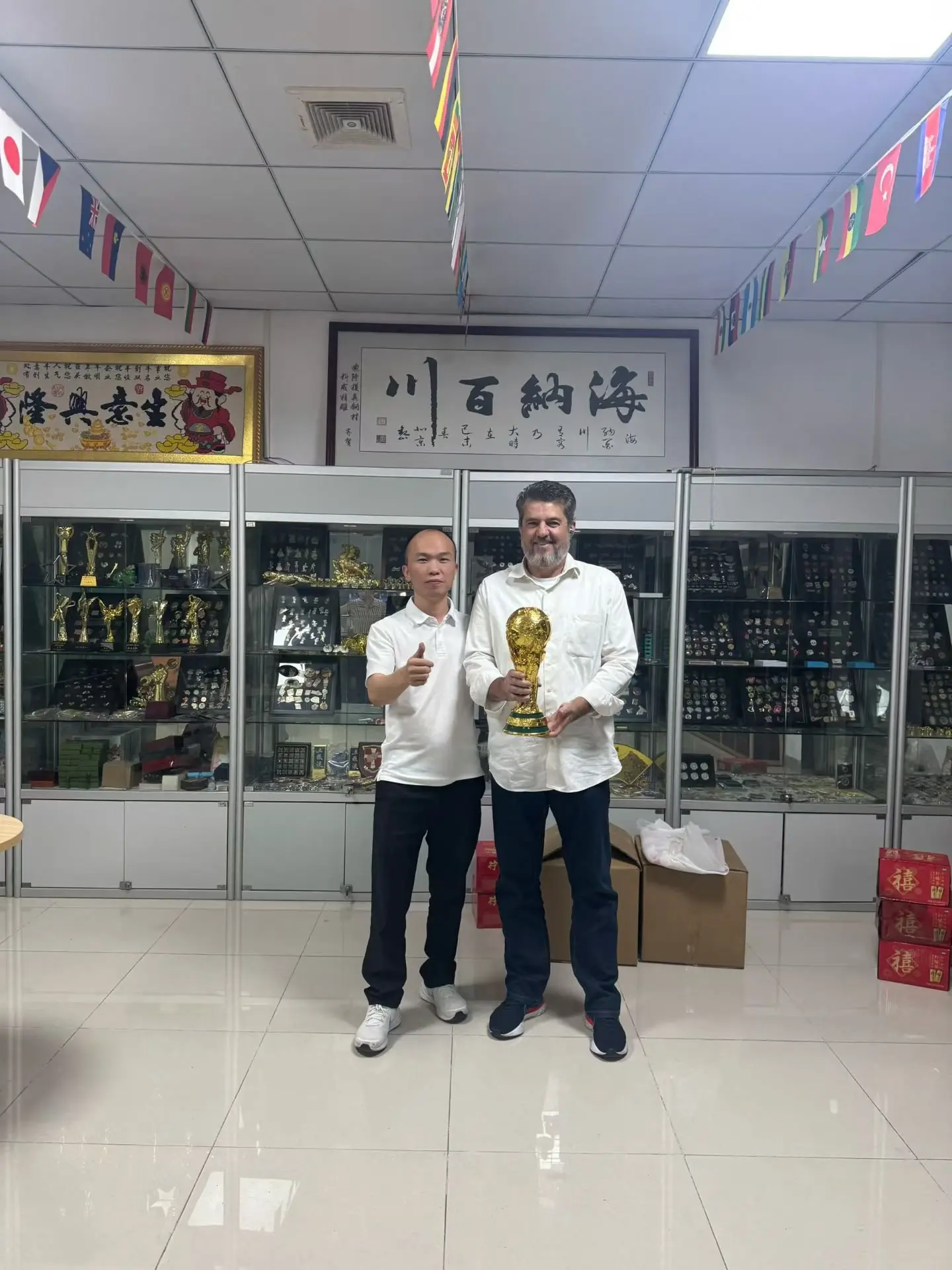 Customer photo with custom trophy