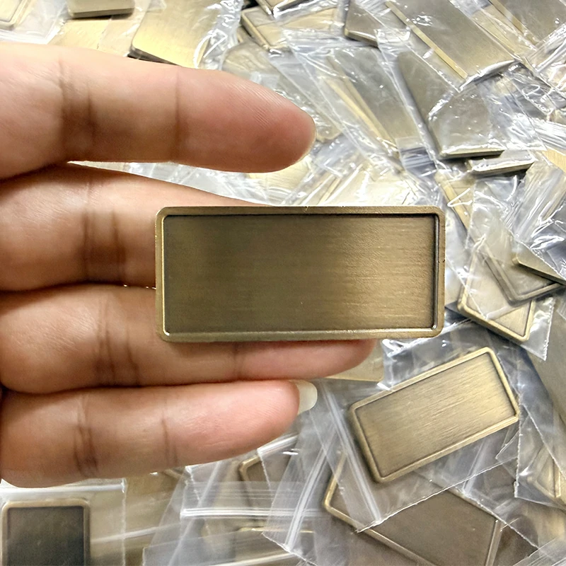 Blank Rectangle Brushed Metal Name Plate1
