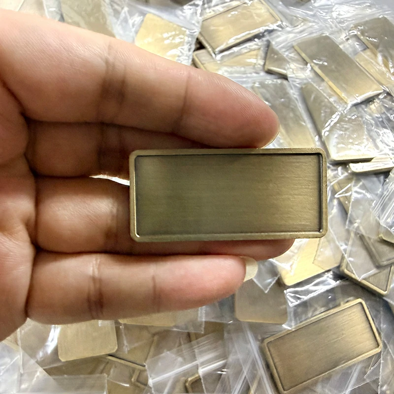 Blank Rectangle Brushed Metal Name Plate2