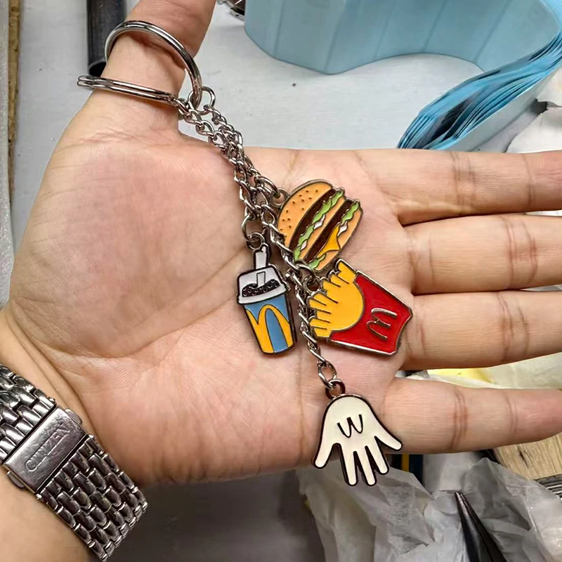 Cartoon Fast Food Pendant Metal Keychain M1