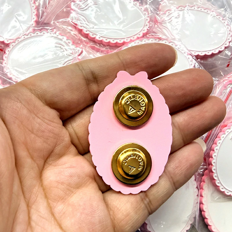 Pink Lace Edge Blank Magnetic Brooch2